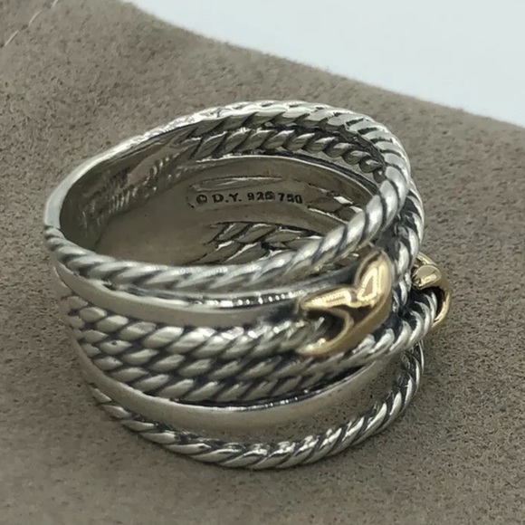 DAVID YURMAN • Double 18K Gold X Crossover Ring - Picture 6 of 13